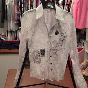 Sexy lace top Puli. S/p white semi sheer